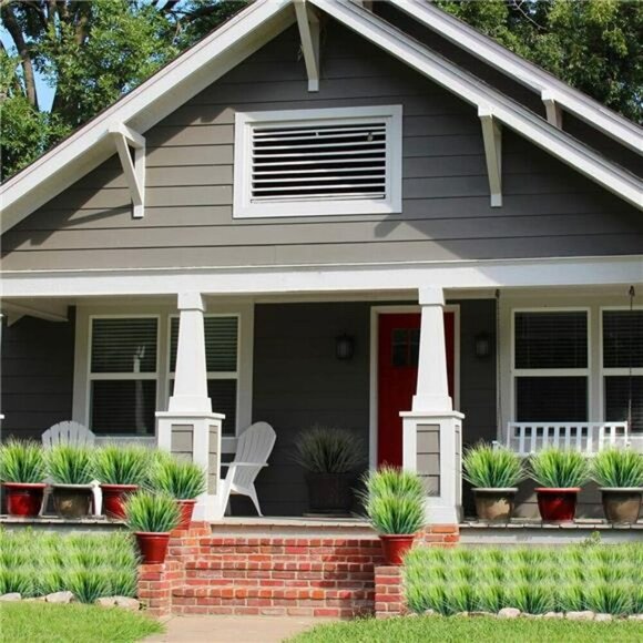 Artificial Outdoor Grass 12 Bundles UV Resistant Faux Plants Garden Decor - Picture 6 of 8